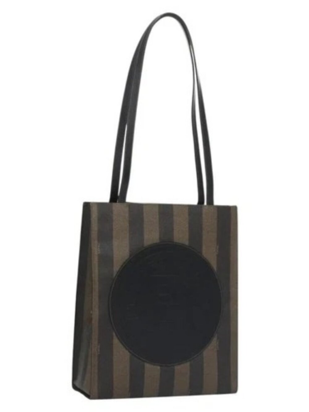 FENDI Pecan Canvas Tote Bag Brown Black Auth yk17395